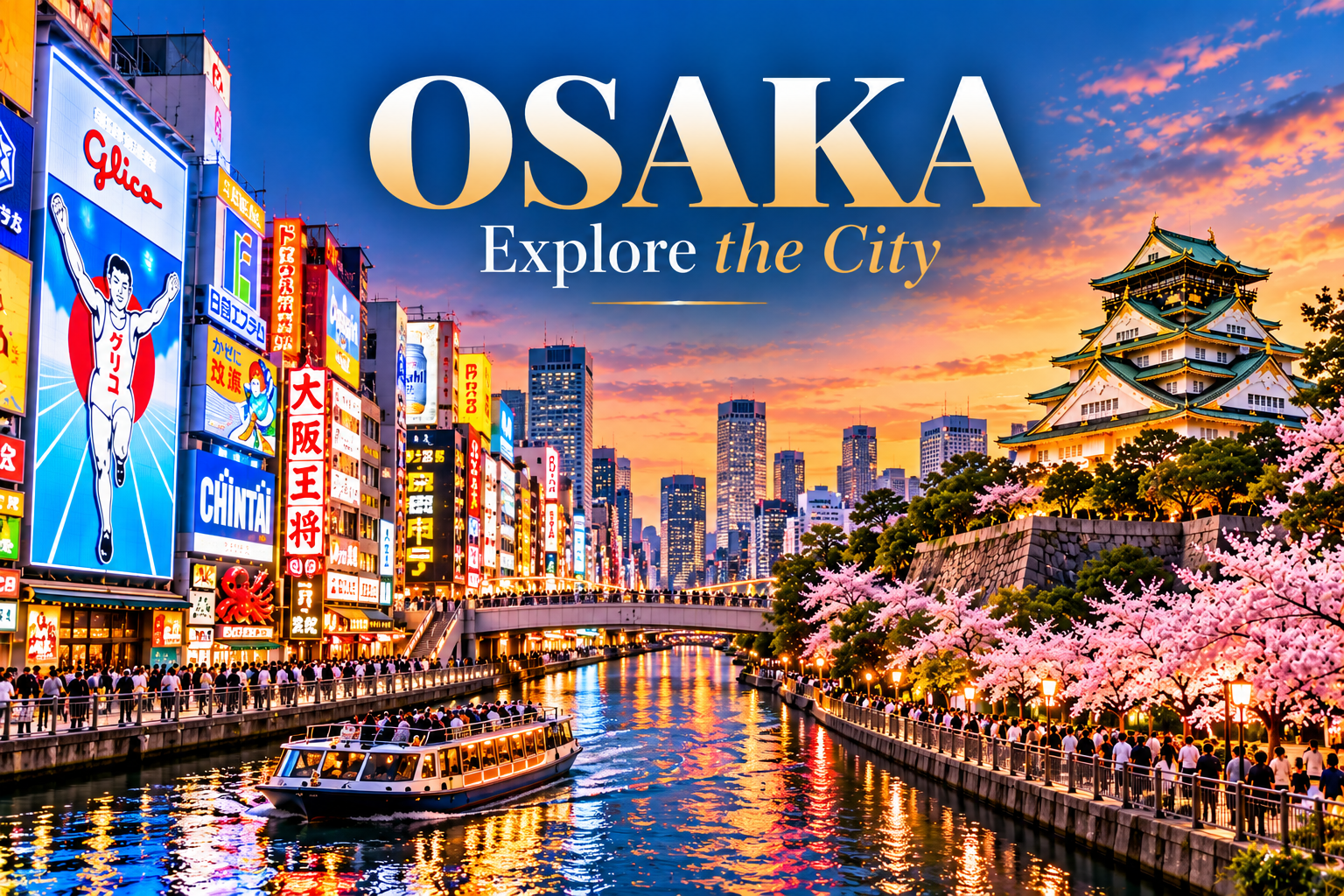 Osaka city architecture and Japanese urban scenery